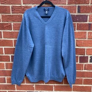 Brooks 346 fine Italian merino long sleeve unisex blue sweater